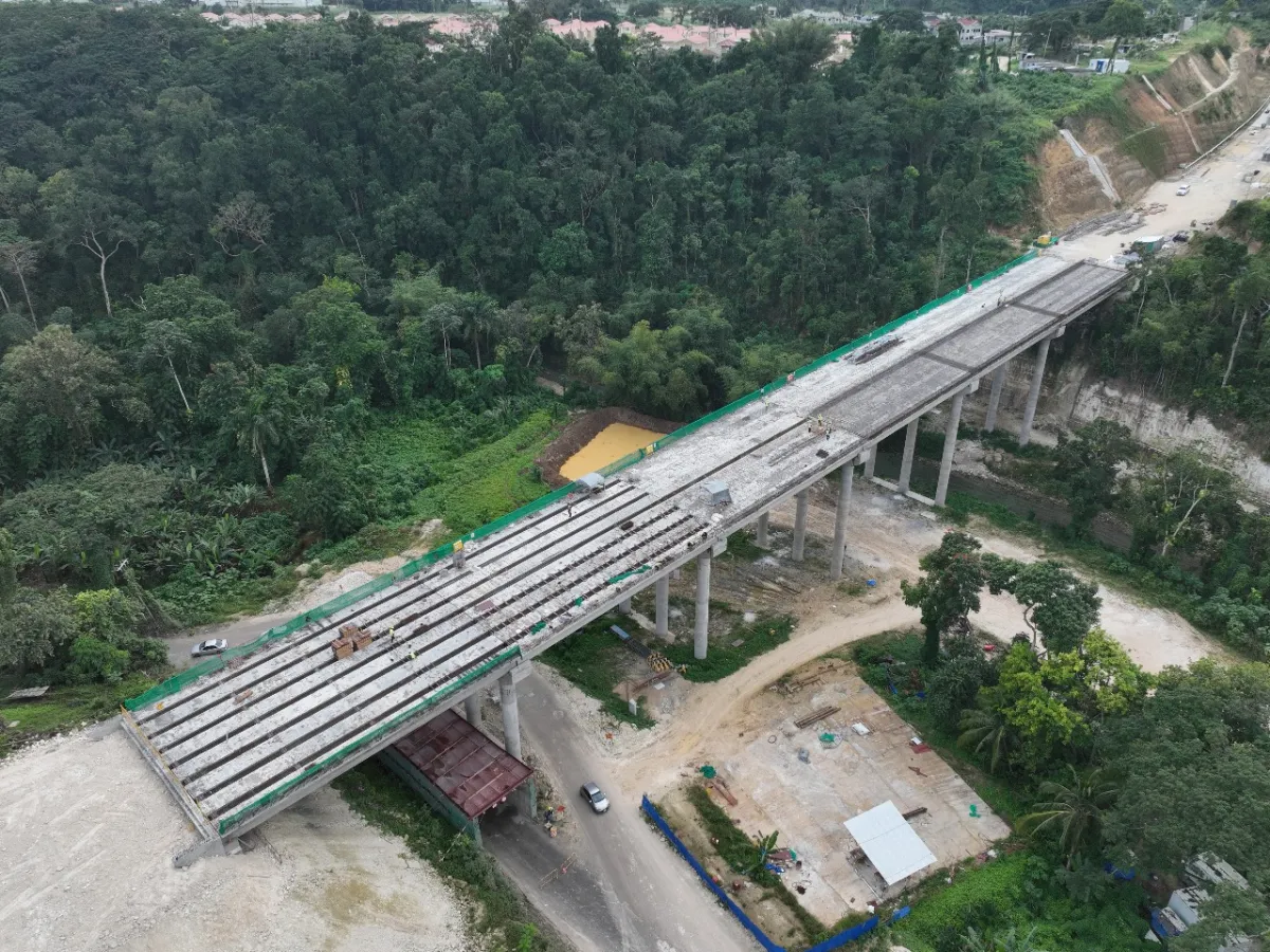 Bridge deck construction viewed from above