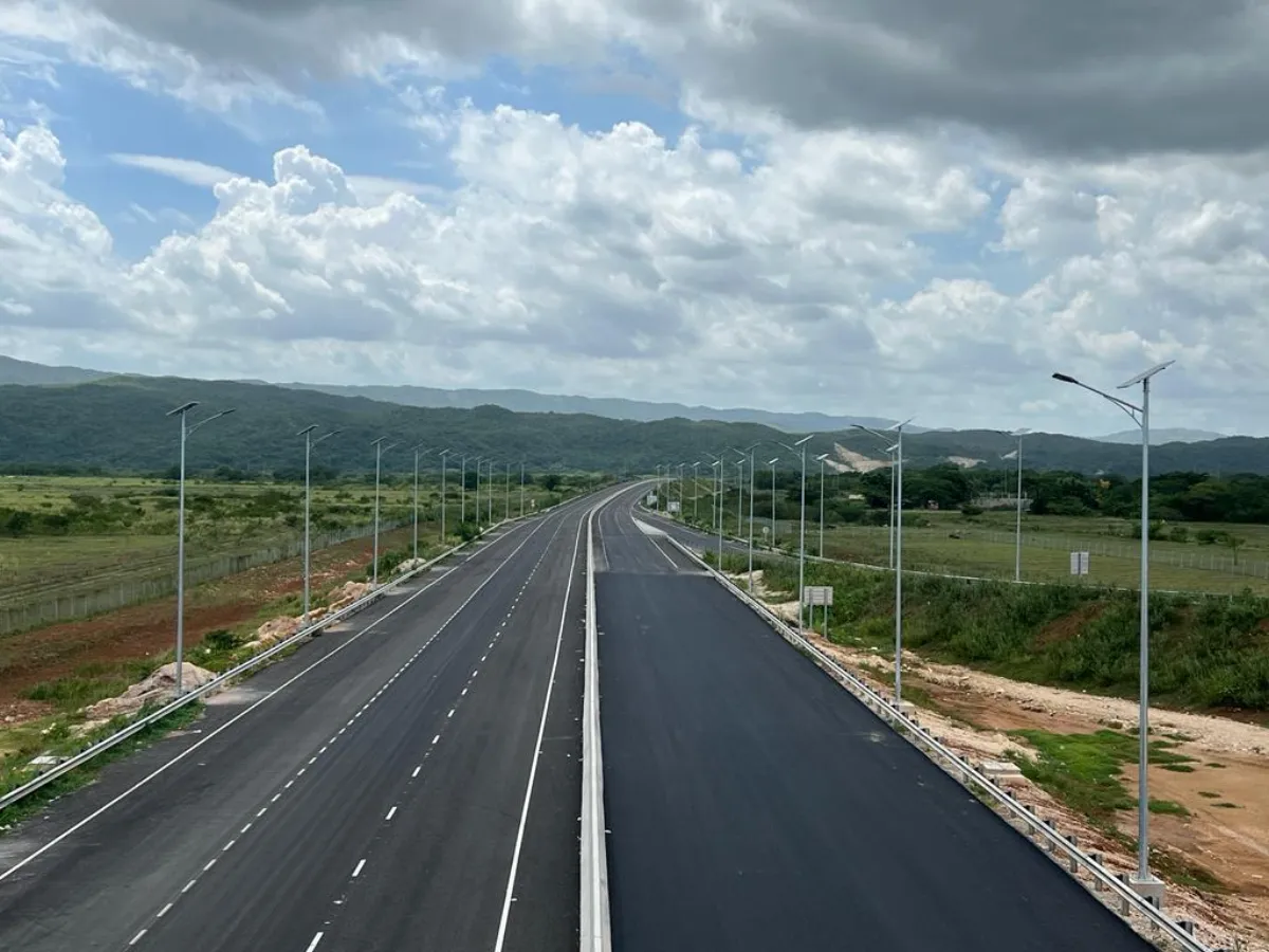 Highway corridor with modern lighting